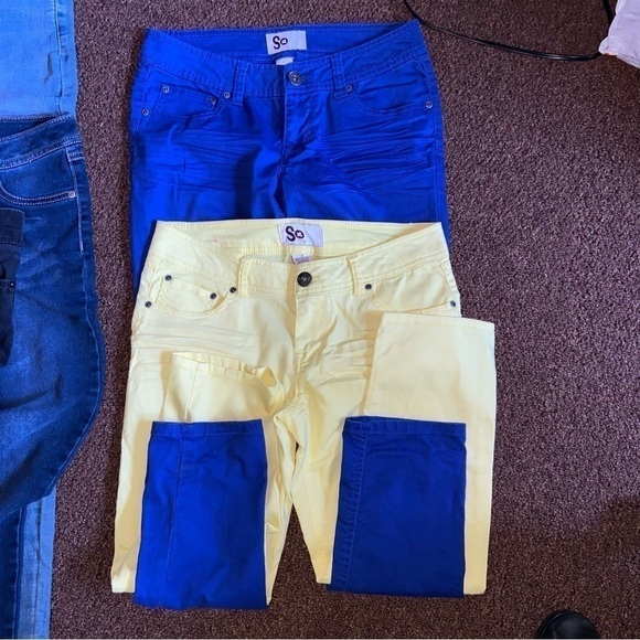 SO SO nice two pair of  lightweight pants blue straight leg and yellow capris. - Picture 1 of 8